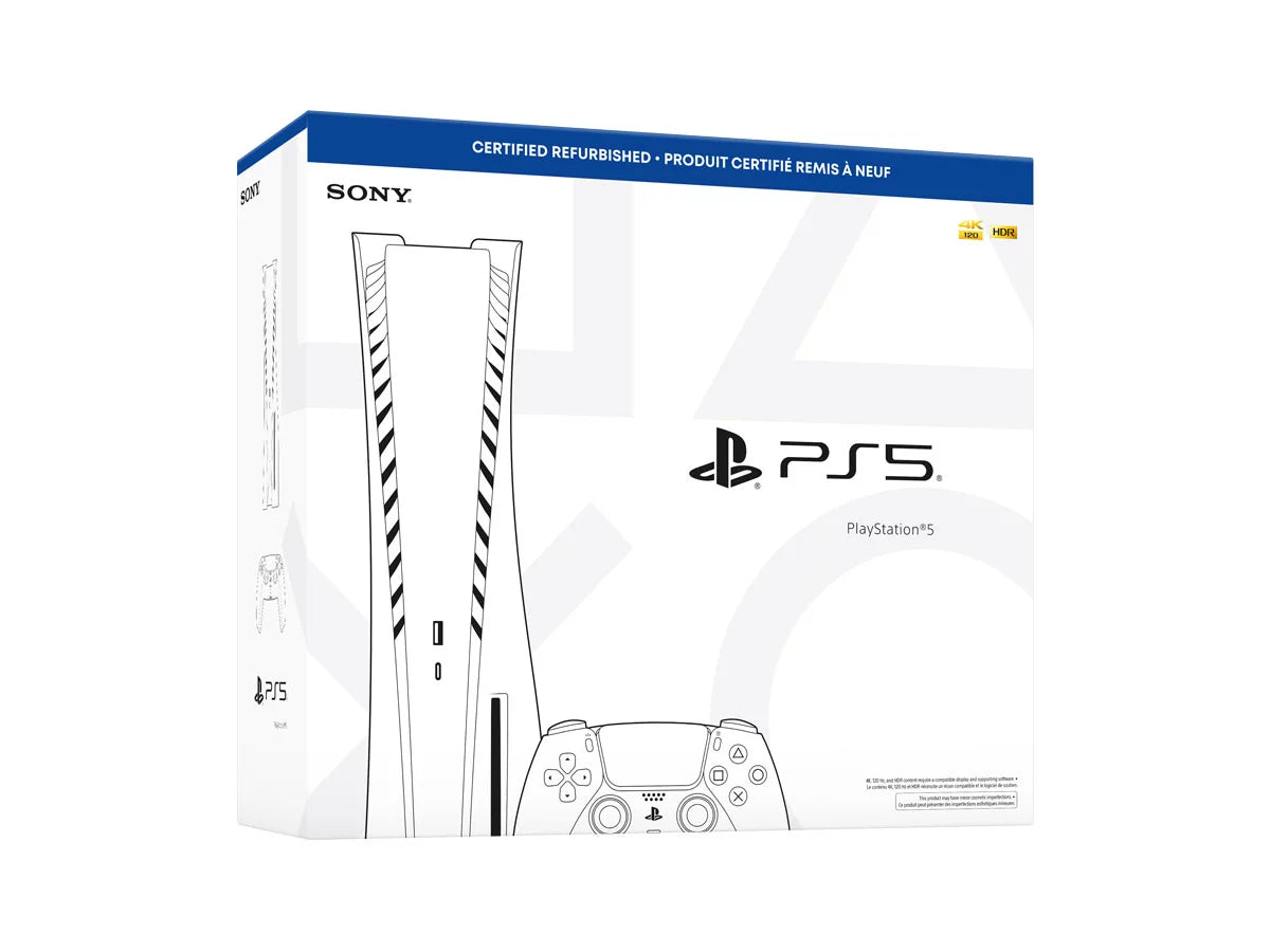 PS5 original model certified refurbished packaging (official Sony stock image)
