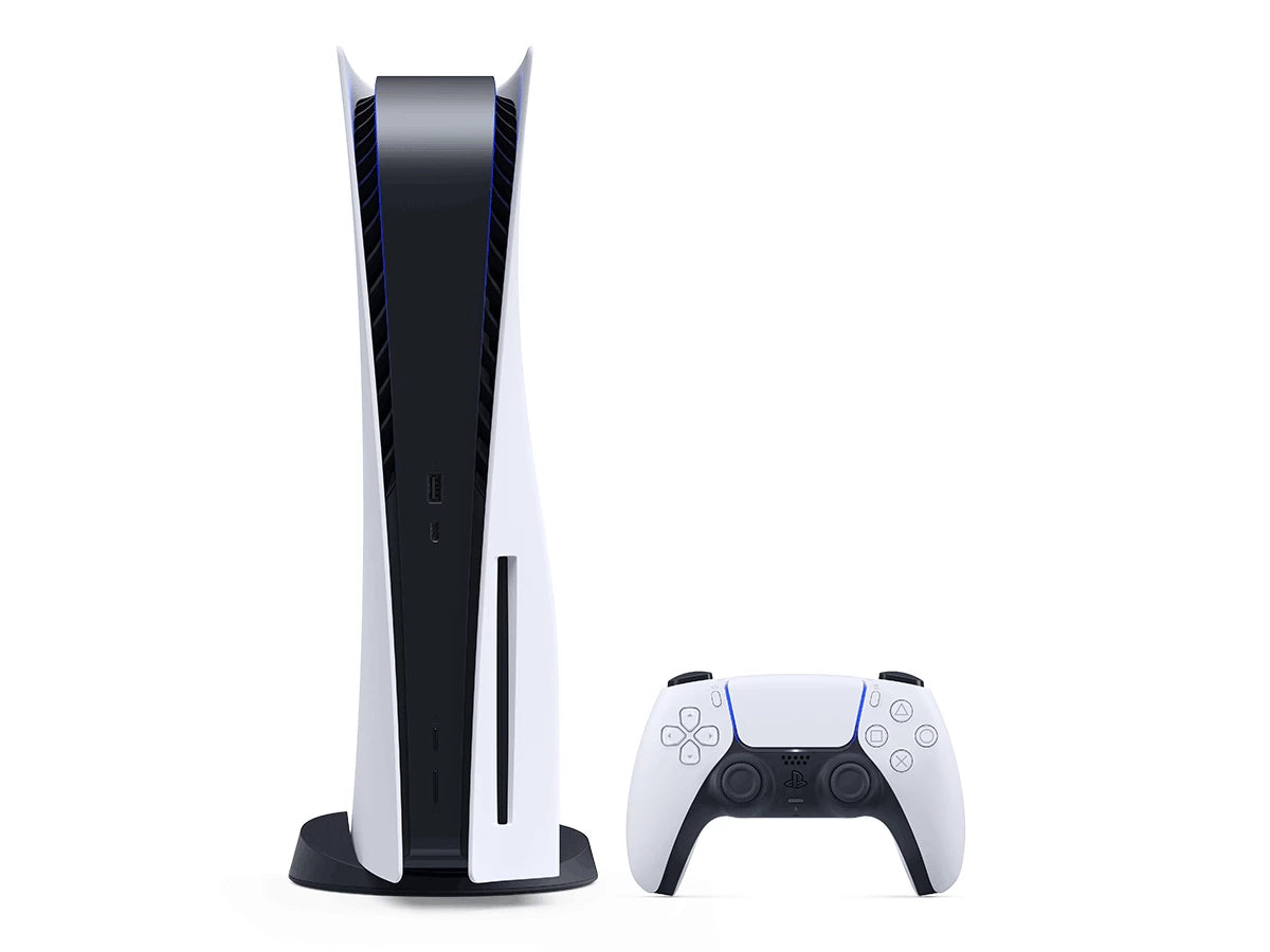 Used Sony PlayStation 5 Disc Edition original model console with DualSense controller (official Sony stock image)