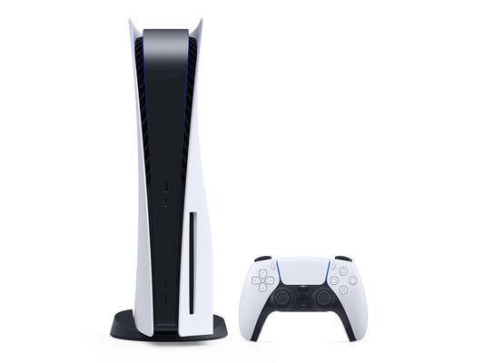 Used Sony PlayStation 5 Disc Edition original model console with DualSense controller (official Sony stock image)