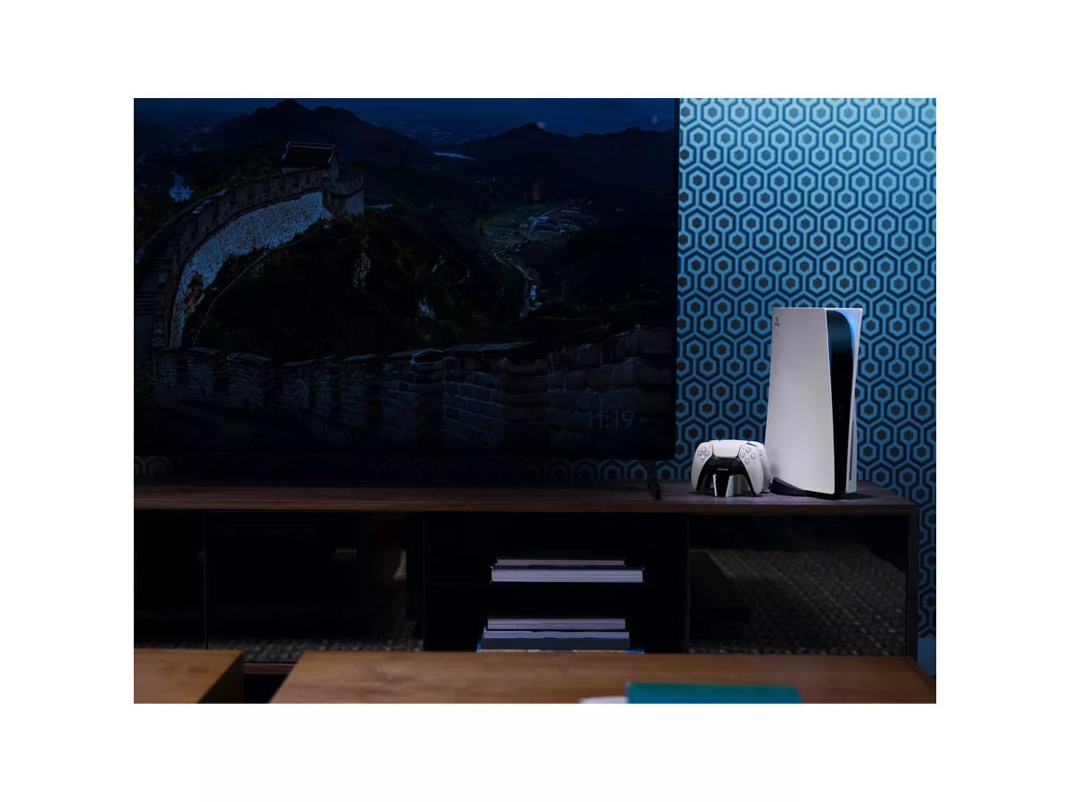 PS5 Disc Edition original model console lifestyle setup (official Sony stock image)